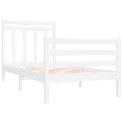 Sengeramme 90x190 cm Single massivt træ hvid