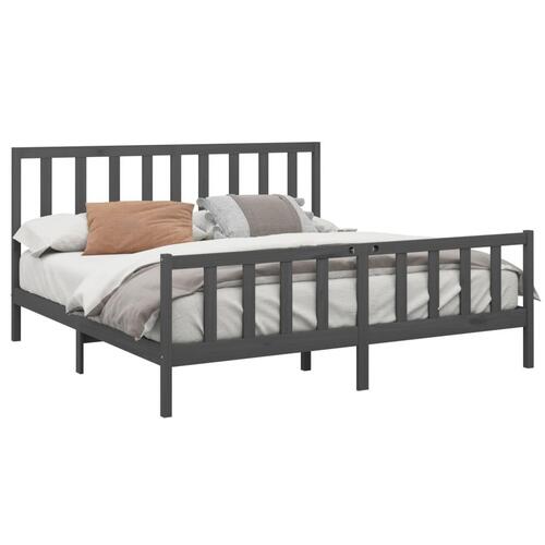 Sengeramme 180x200 cm Super King massivt fyrretræ grå