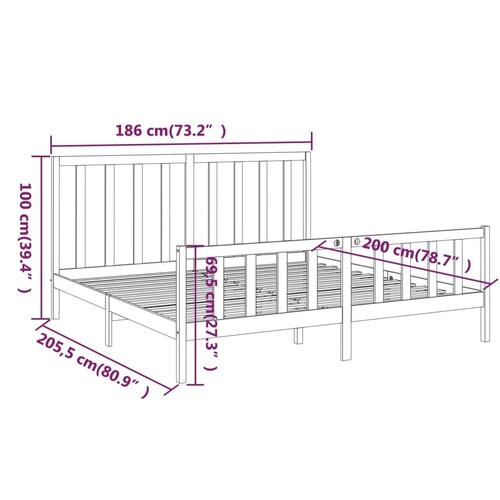 Sengeramme 180x200 cm Super King massivt fyrretræ grå