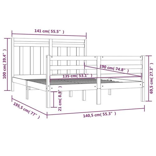 Sengeramme 135x190 cm massivt træ
