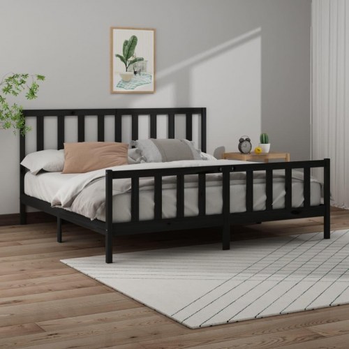 Sengeramme 180x200 cm Super King massivt fyrretræ grå