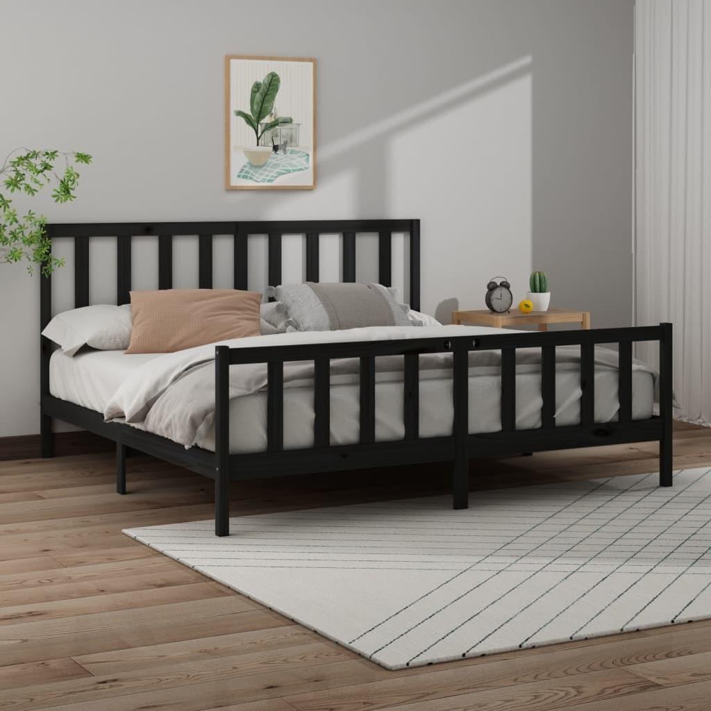 Sengeramme 180x200 cm Super King massivt fyrretræ grå