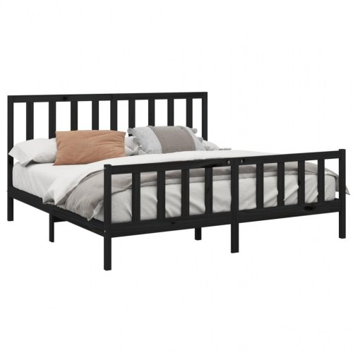 Sengeramme 180x200 cm Super King massivt fyrretræ grå