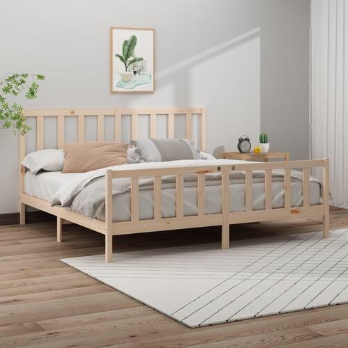 Sengeramme uden madras 200x200 cm massivt fyrretræ