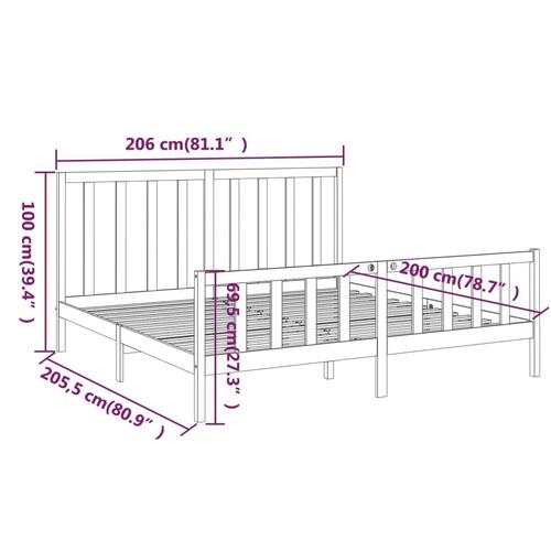 Sengeramme uden madras 200x200 cm massivt fyrretræ