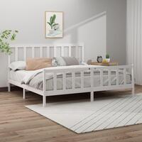 Sengeramme 200x200 cm massivt fyrretræ hvid