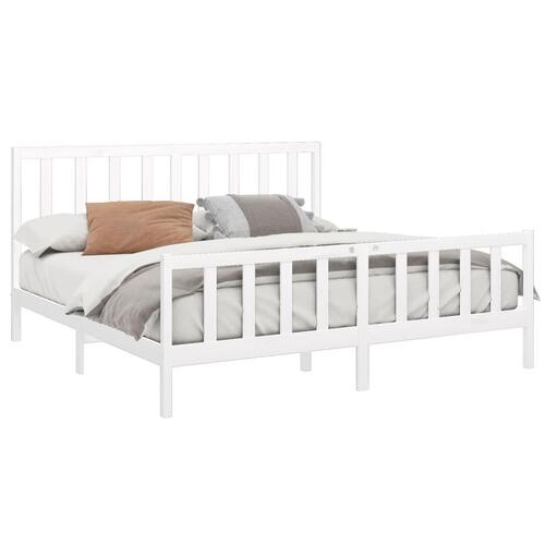 Sengeramme uden madras 200x200 cm massivt fyrretræ hvid