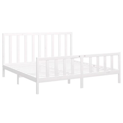 Sengeramme uden madras 200x200 cm massivt fyrretræ hvid