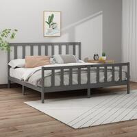 Sengeramme 200x200 cm massivt fyrretræ grå
