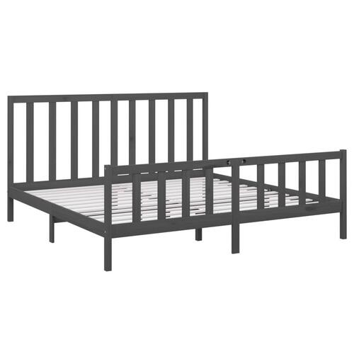 Sengeramme 200x200 cm massivt fyrretræ grå