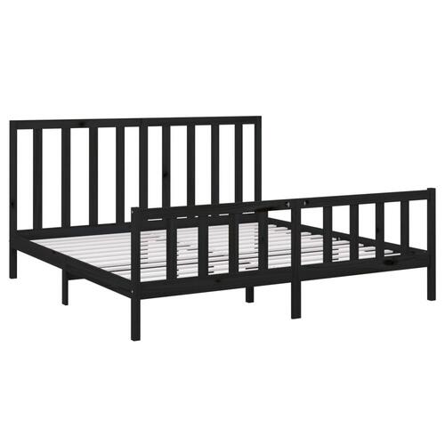 Sengeramme 200x200 cm massivt fyrretræ sort