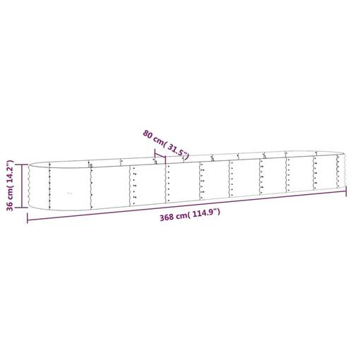 Plantekasse 368x80x36 cm pulverlakeret stål antracitgrå