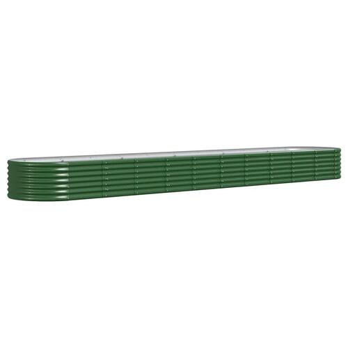 Plantekasse 440x80x36 cm pulverlakeret stål grøn