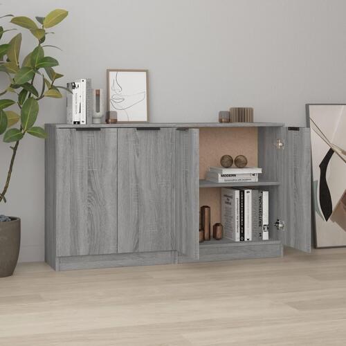 Skænke 2 stk. 60x30x70 cm konstrueret træ grå sonoma-eg