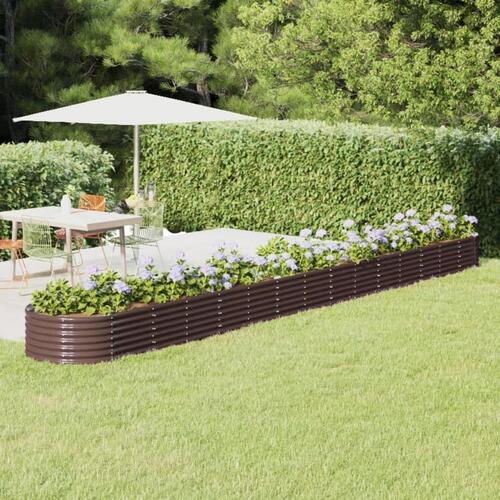 Plantekasse 620x80x36 cm pulverlakeret stål brun