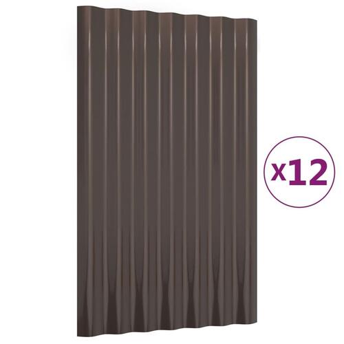 Tagplader 12 stk. 60x36 cm pulverlakeret stål brun