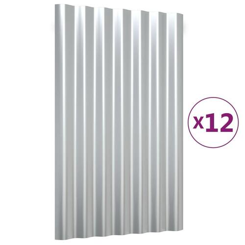 Tagplader 12 stk. 60x36 cm pulverlakeret stål sølvfarvet