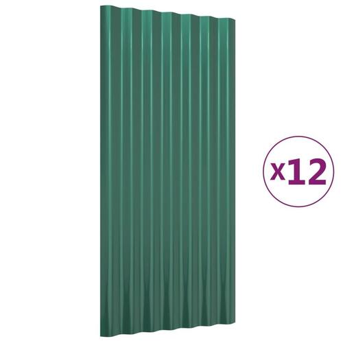 Tagplader 12 stk. 80x36 cm pulverlakeret stål grøn