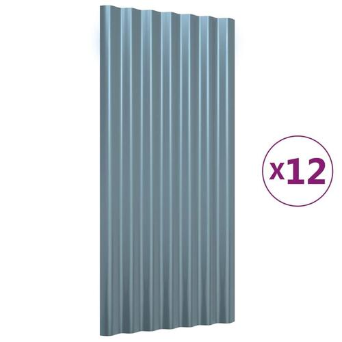 Tagplader 12 stk. 80x36 cm pulverlakeret stål grå