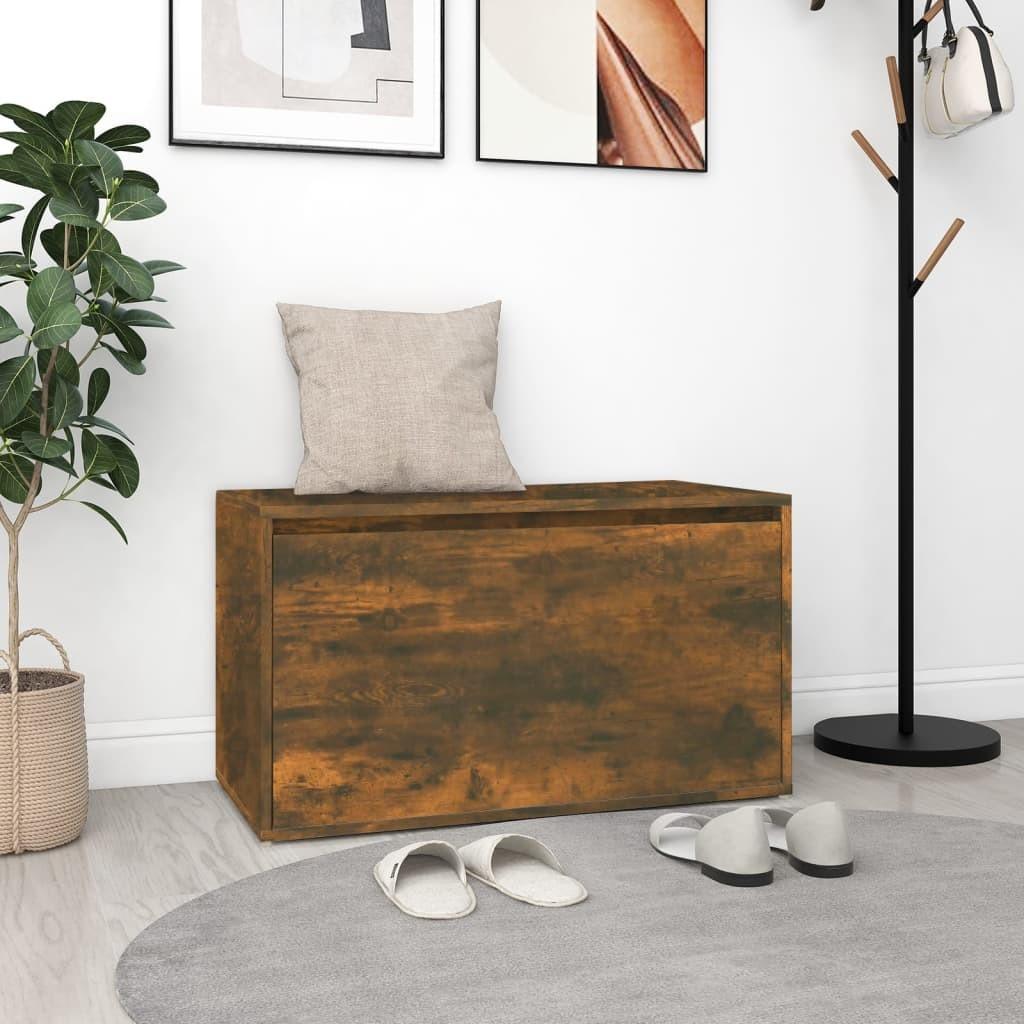 Entrébænk 80x40x45 cm konstrueret træ røget egetræsfarve