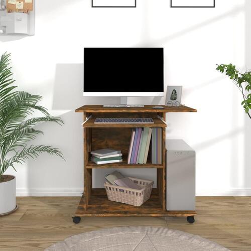 Computerbord 80x50x75 cm konstrueret træ røget egetræsfarve