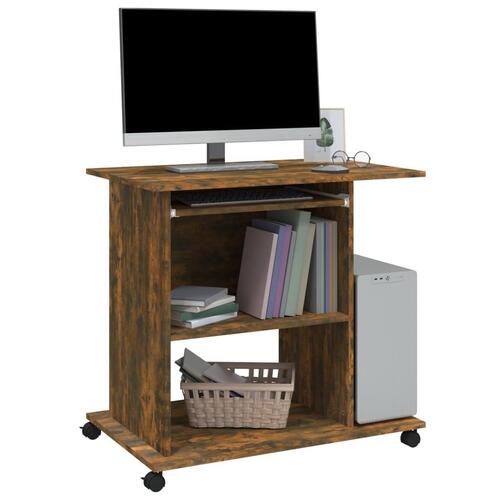 Computerbord 80x50x75 cm konstrueret træ røget egetræsfarve