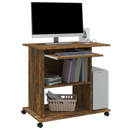 Computerbord 80x50x75 cm konstrueret træ røget egetræsfarve
