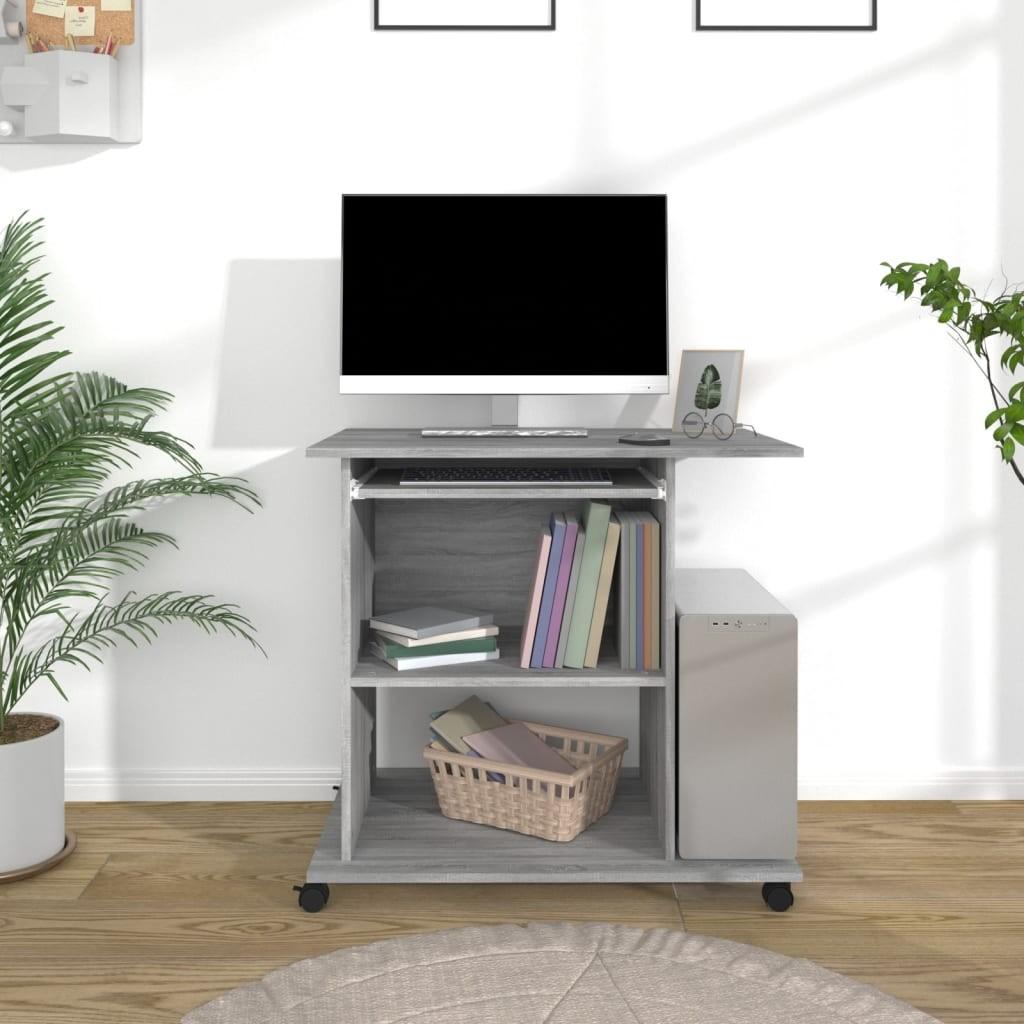 Computerbord 80x50x75 cm konstrueret træ grå sonoma-eg