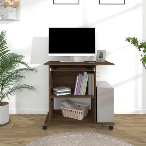 Computerbord 80x50x75 cm konstrueret træ brun egetræsfarve