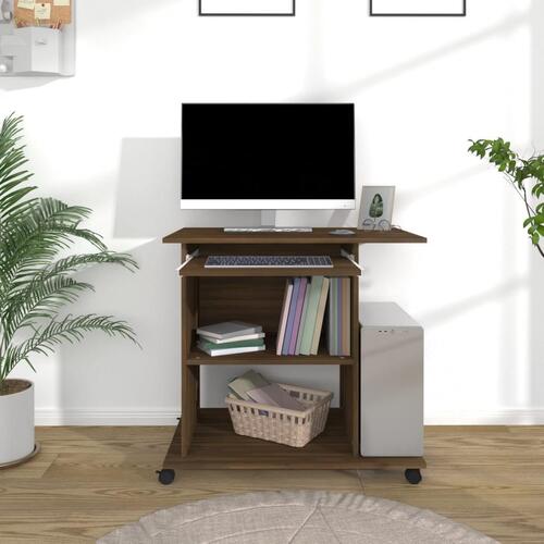 Computerbord 80x50x75 cm konstrueret træ brun egetræsfarve