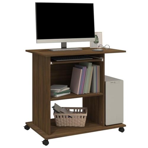 Computerbord 80x50x75 cm konstrueret træ brun egetræsfarve