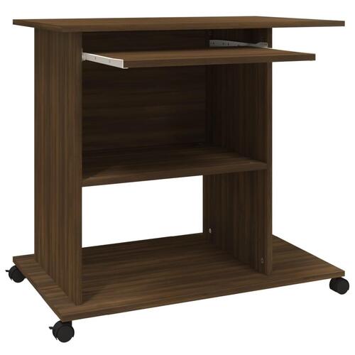 Computerbord 80x50x75 cm konstrueret træ brun egetræsfarve