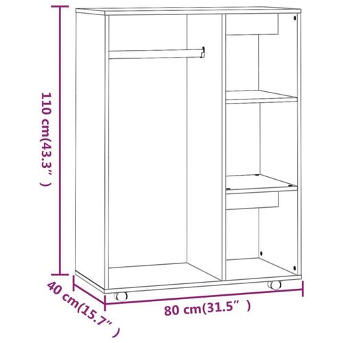 Klædeskab 80x40x110 cm konstrueret træ røget egetræsfarve
