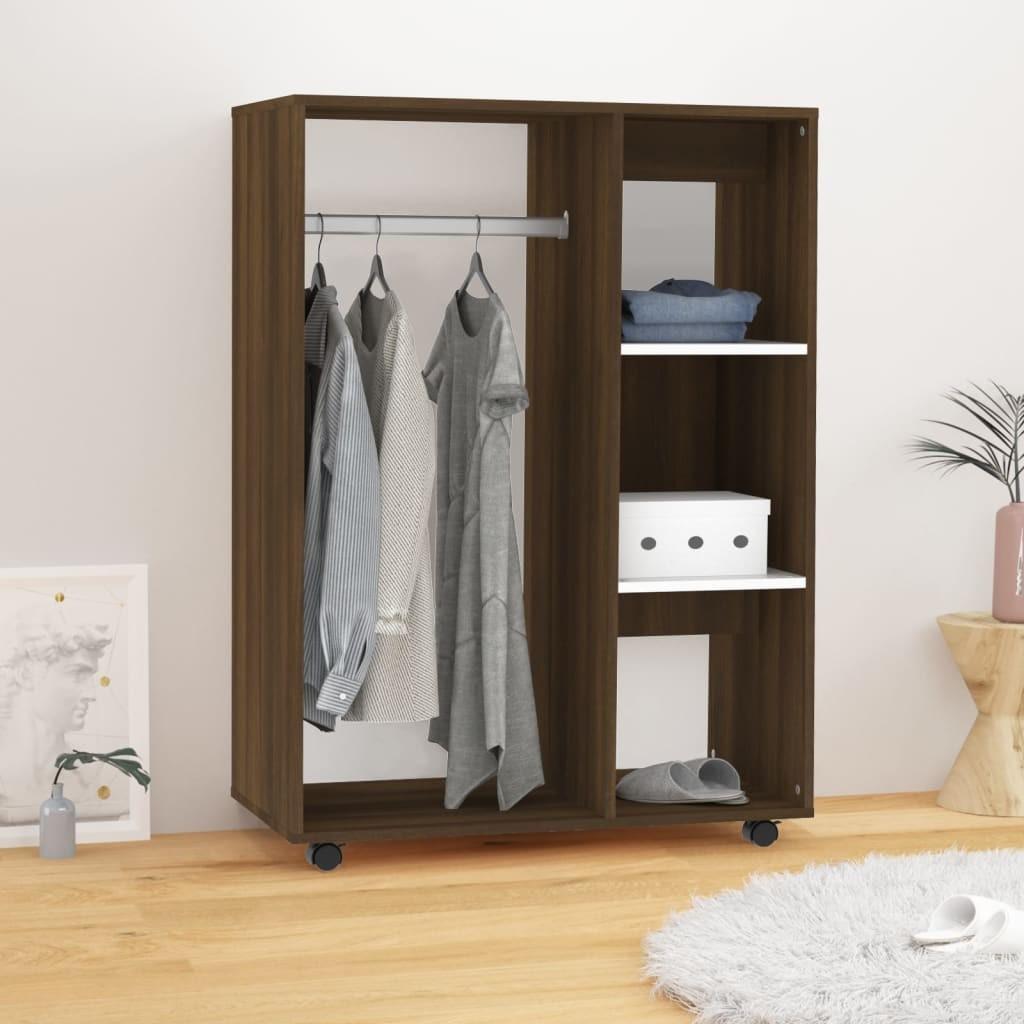 Klædeskab 80x40x110 cm konstrueret træ brun egetræsfarve