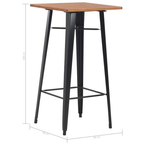 Barbord 60x60x108 cm massivt fyrretræ og stål sort