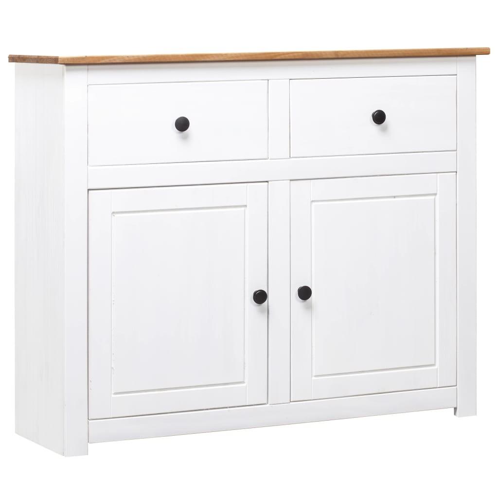 Skænk Panama-serien 93x40x80 cm massivt fyrretræ hvid