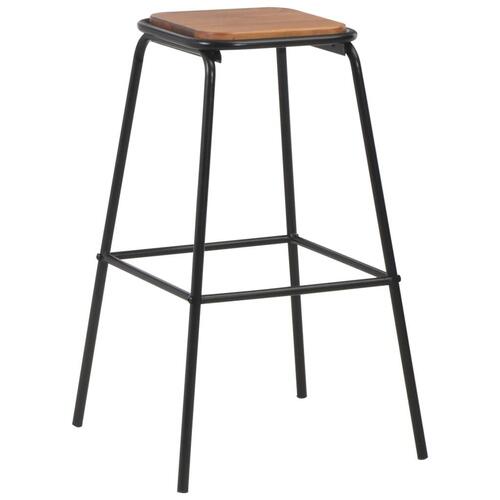 Barstole 6 stk. massivt fyrretræ og stål sort