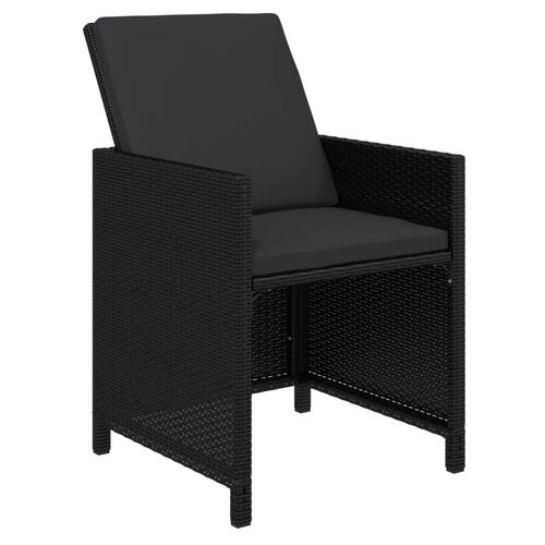 Spisebordssæt til haven 7 dele med hynder polyrattan sort