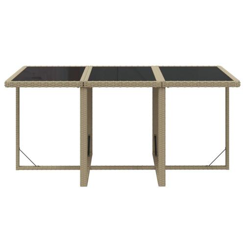 Spisebordssæt til haven 7 dele med hynder polyrattan beige