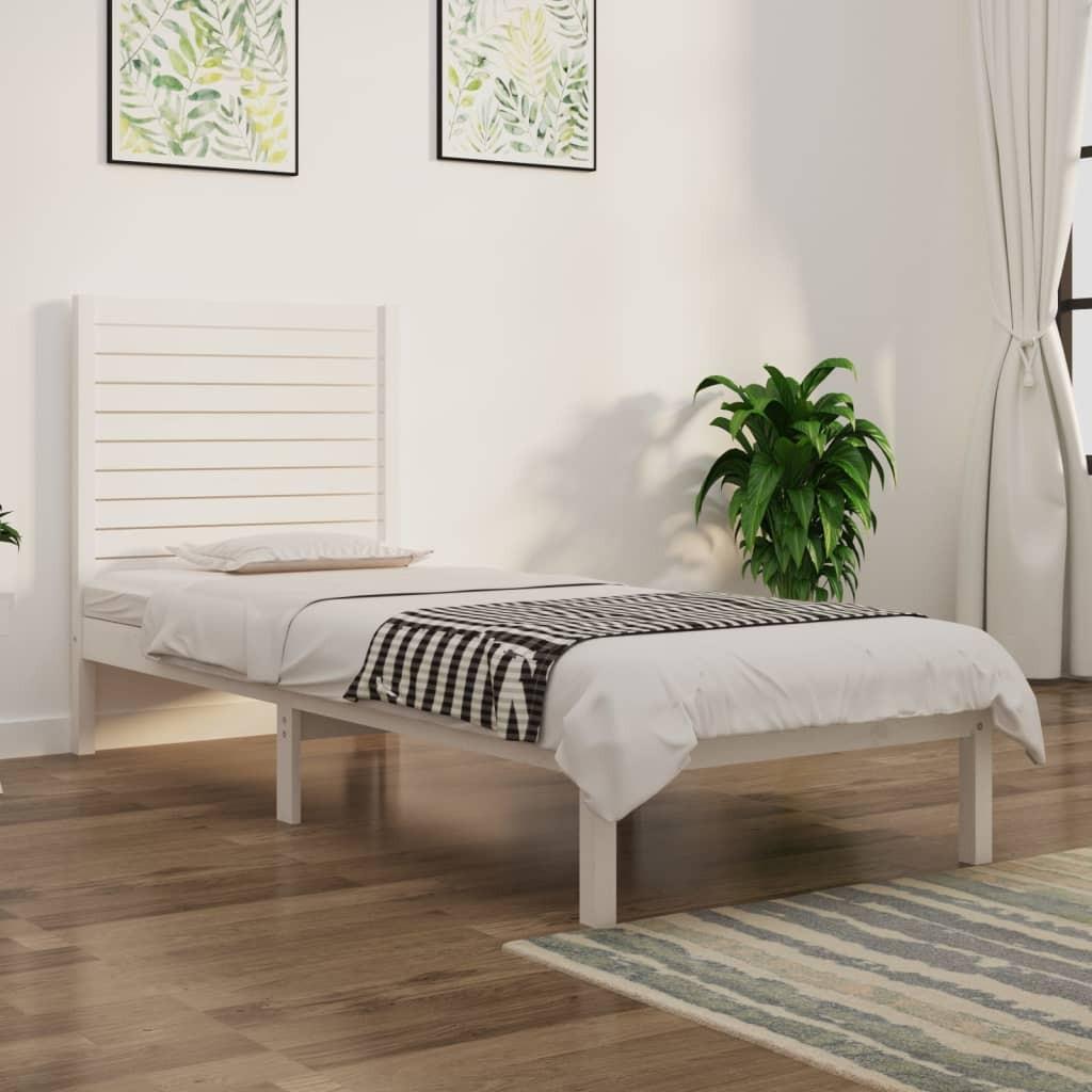 Sengeramme 75x190 cm Small Single massivt træ hvid