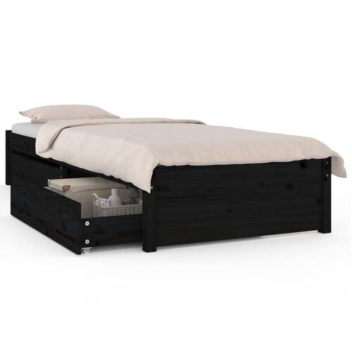 Sengeramme med skuffer 90x190 cm single sort