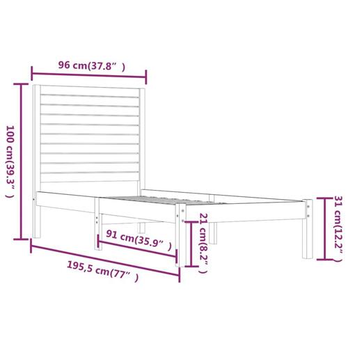 Sengeramme 90x190 cm massivt træ