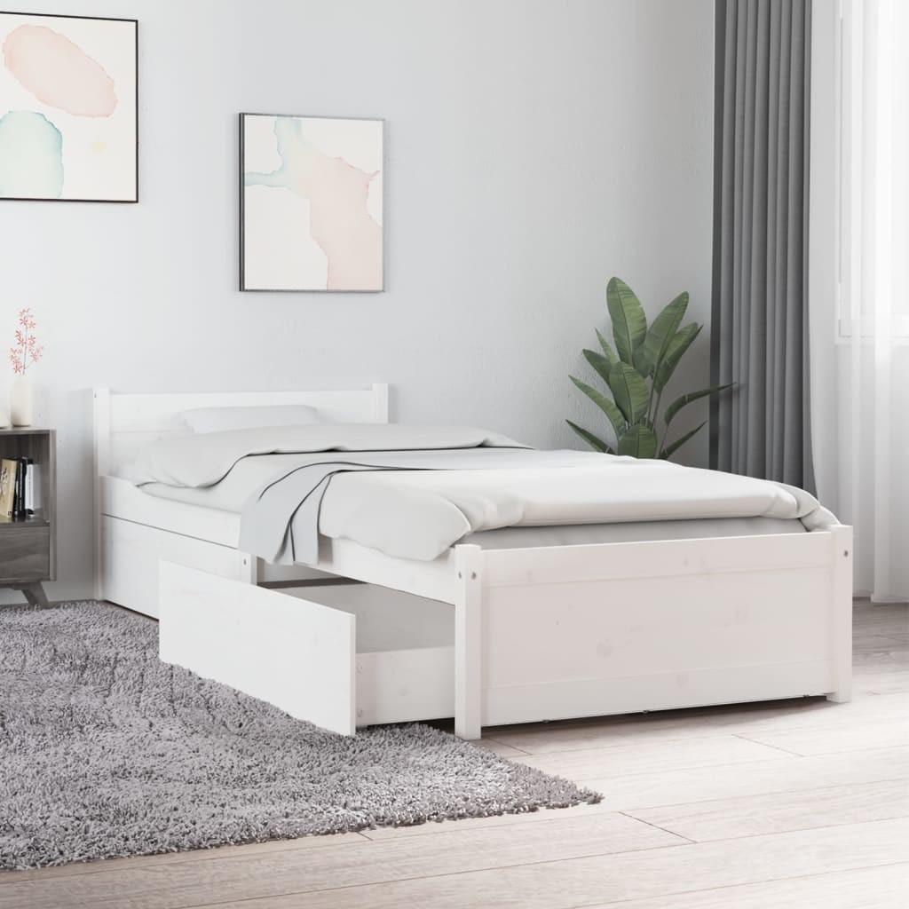 Sengeramme med skuffer 75x190 cm Small Single hvid