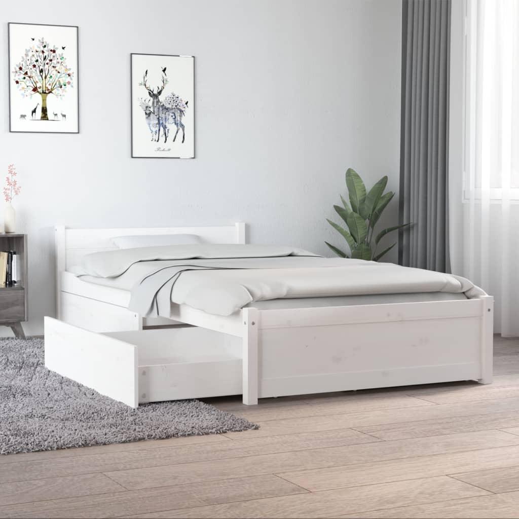Sengeramme med skuffer 90x190 cm single hvid