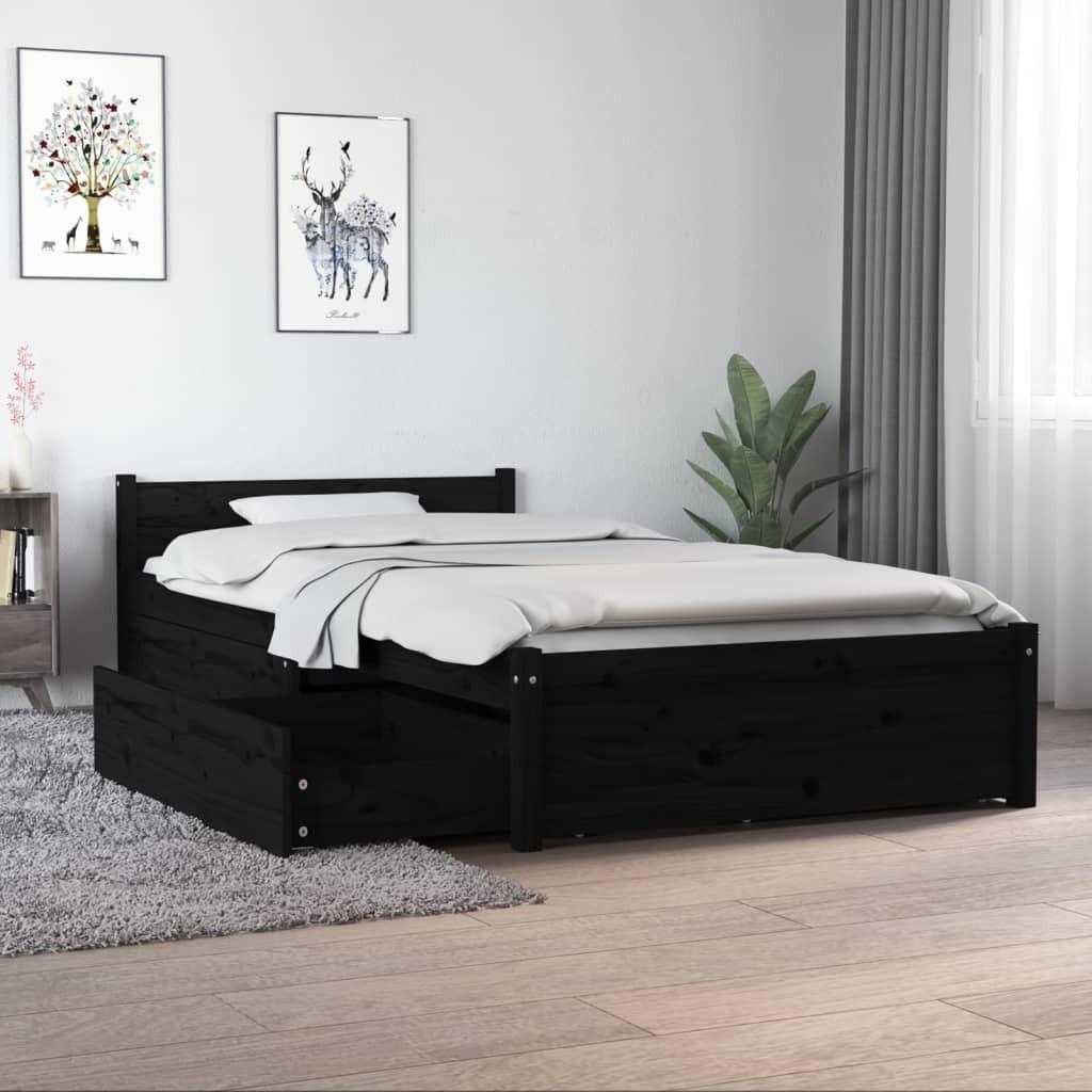 Sengeramme med skuffer 90x190 cm single sort