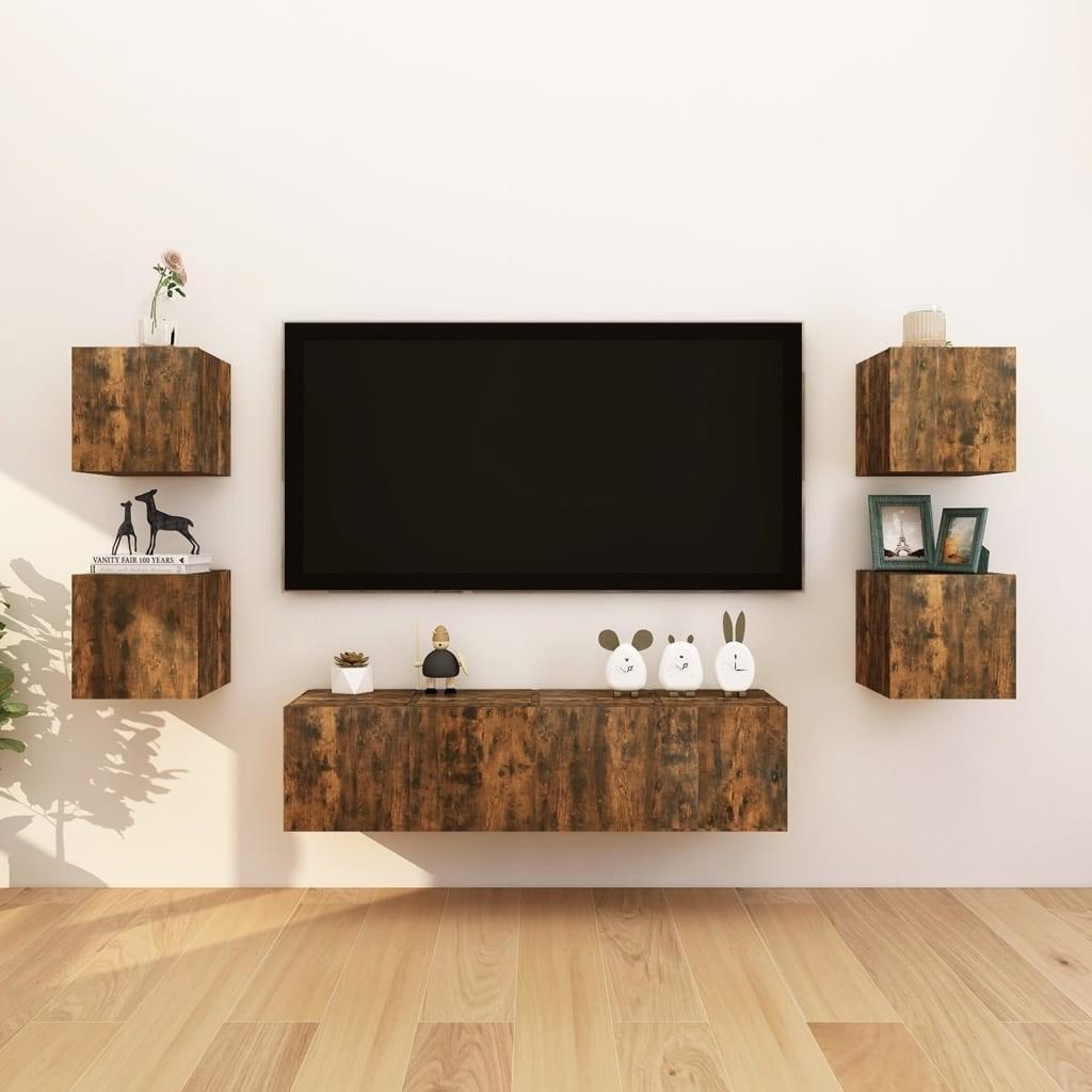 Væghængte tv-skabe 8 stk. 30,5x30x30 cm røget egetræsfarve