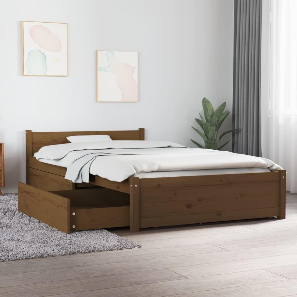 Sengeramme med skuffer 90x200 cm gyldenbrun