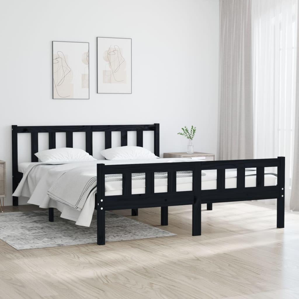 Sengeramme 120x190 cm Small Double massivt træ sort