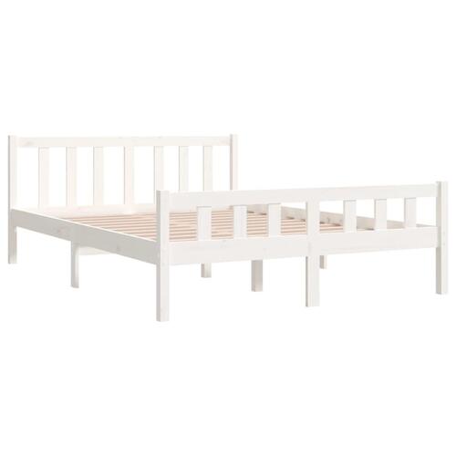 Sengeramme 135x190 cm dobbelt massivt fyrretræ hvid