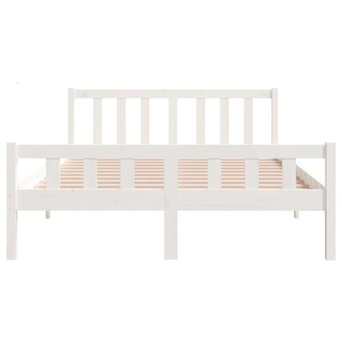 Sengeramme 135x190 cm dobbelt massivt fyrretræ hvid